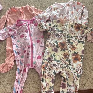 Kids One-Piece Sleepers - Pink, Floral, Cream Options